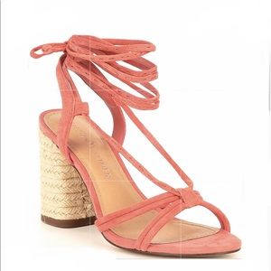 Gibson Latimer Coral Tasha Strappy Suede Lace-Up Sandals.